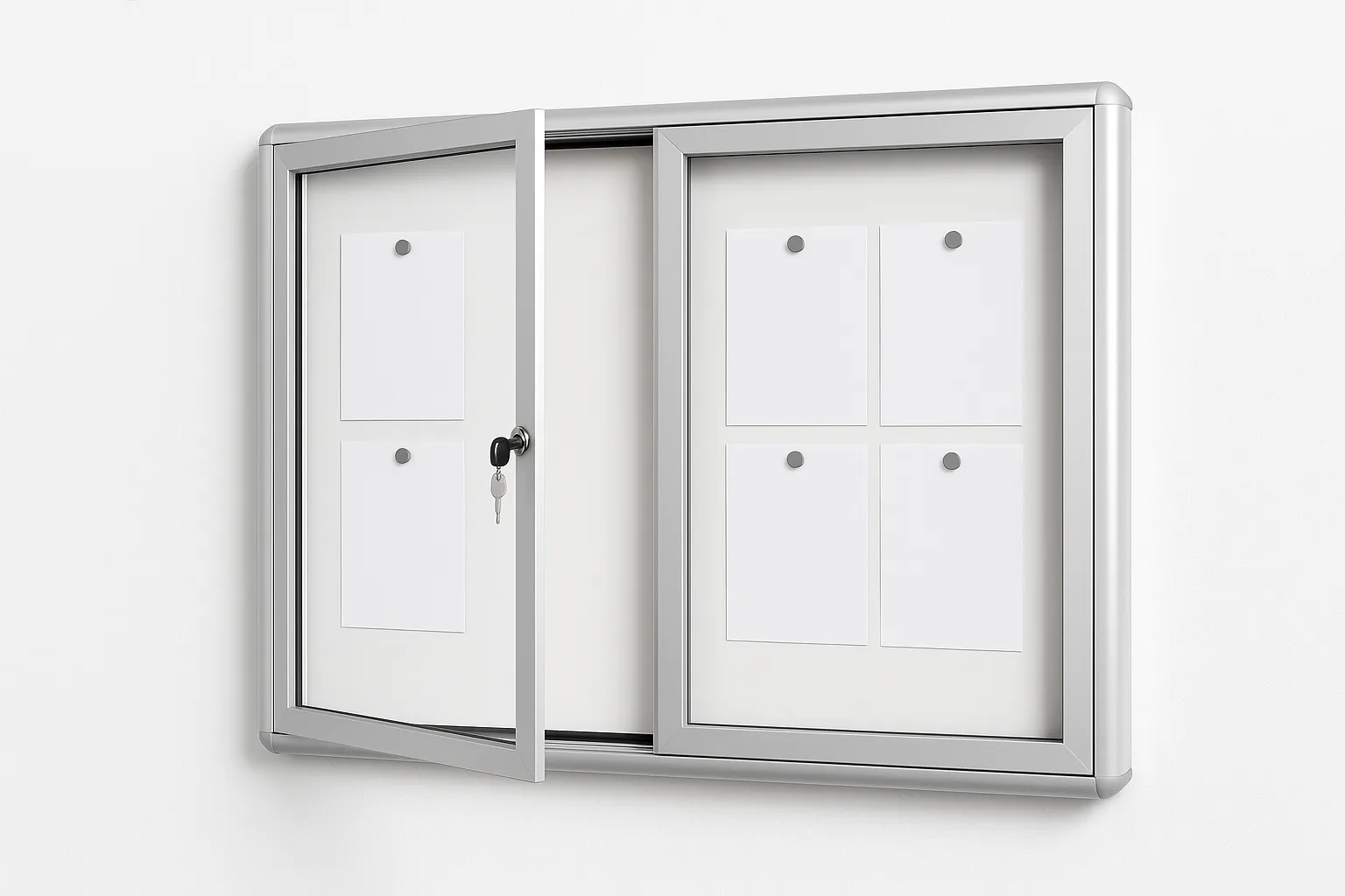 Gablota ogłoszeniowa natynkowa z drzwiami uchylnymi